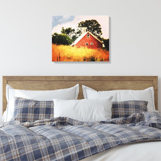 Oude schuur zonsondergang canvas afdruk (Insitu (Slaapkamer))