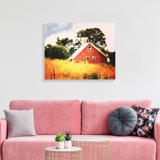 Oude schuur zonsondergang canvas afdruk (Insitu (Woonkamer))