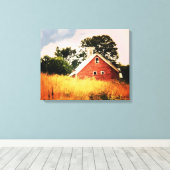 Oude schuur zonsondergang canvas afdruk (Insitu (Houten vloer))