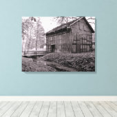 Oude schuur Zwart en wit beeld op canvas Afdruk (Insitu (Houten vloer))
