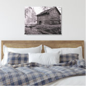 Oude schuur Zwart en wit beeld op canvas Afdruk (Insitu (Slaapkamer))