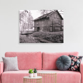 Oude schuur Zwart en wit beeld op canvas Afdruk (Insitu (Woonkamer))
