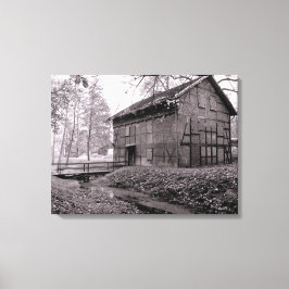 Oude schuur Zwart en wit beeld op canvas Afdruk