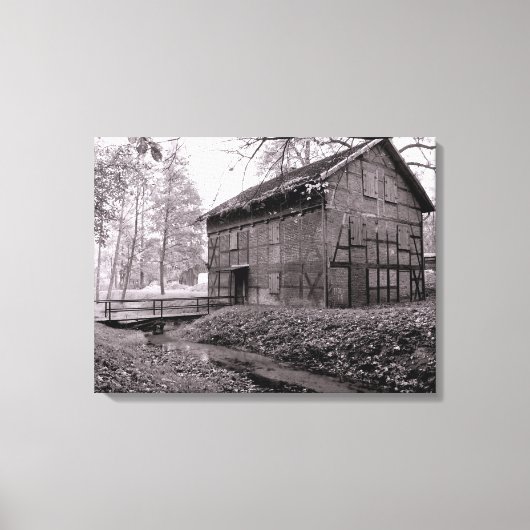 Oude schuur Zwart en wit beeld op canvas Afdruk (Voorkant)