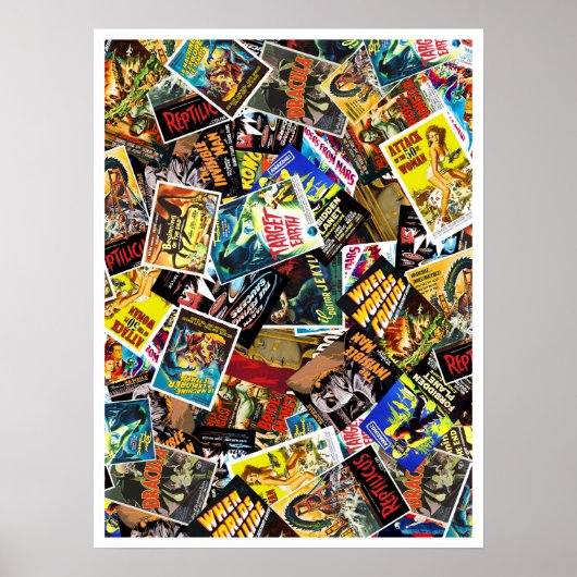 Oude Science-Fiction- & Horrorfilm Poster Collage (Voorkant)