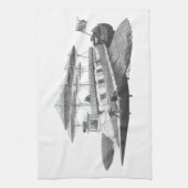 Oude Science Fiction StoomPunk Luchtschip Eclipse Theedoek (Verticaal)