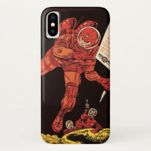 Oude Sciencefiction, astronaut maanlanding iPhone X Hoesje