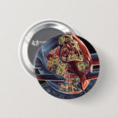Oude Sciencefiction Astronaut Raket Ruimteschip Ronde Button 5,7 Cm (Voorkant /achterkant)