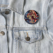 Oude Sciencefiction Astronaut Raket Ruimteschip Ronde Button 5,7 Cm (In situ)