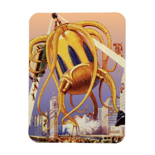 Oude sciencefiction buitenaardse invasie octopus magneet