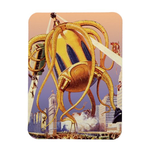 Oude sciencefiction buitenaardse invasie octopus magneet (Verticaal)