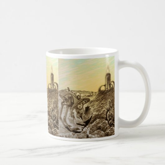 Oude Sciencefiction Buitenaardse Planeet Construct Koffiemok (Rechts)