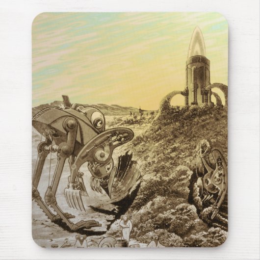 Oude Sciencefiction Buitenaardse Planeet Construct Muismat (Voorkant)