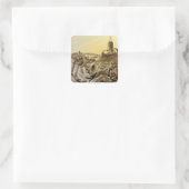 Oude Sciencefiction Buitenaardse Planeet Construct Vierkante Sticker (Tas)