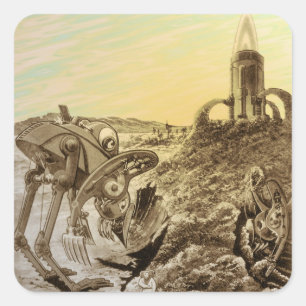 Oude Sciencefiction Buitenaardse Planeet Construct Vierkante Sticker
