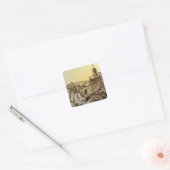 Oude Sciencefiction Buitenaardse Planeet Construct Vierkante Sticker (Envelop)