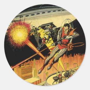 Oude sciencefiction, buitenaardse wezens uit een U Ronde Sticker