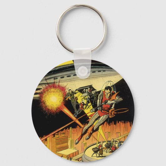 Oude sciencefiction, buitenaardse wezens van UFO Sleutelhanger (Voorkant)