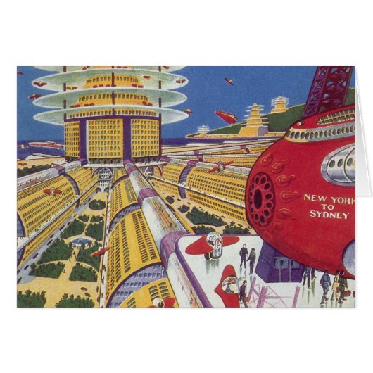 Oude sciencefiction, futuristisch New York City (Voorkant Horizontaal)