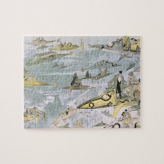 Oude sciencefiction futuristische auto's, taxicabs legpuzzel (Horizontaal)