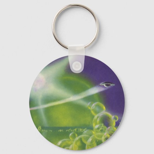 Oude sciencefiction groene bubbel planeet sleutelhanger (Voorkant)