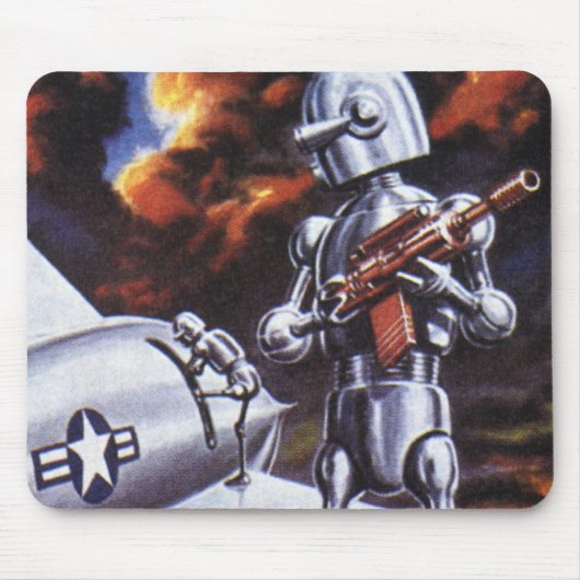 Oude sciencefiction militaire robotsoldaten muismat (Voorkant)