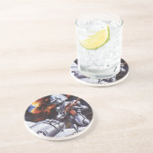 Oude sciencefiction militaire robotsoldaten zandsteen onderzetter (Zijkant)