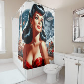 Oude Sciencefiction Pin-up Douchegordijn (In situ)