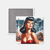 Oude Sciencefiction Pin-up Magneet (Voorkant / Achterkant)
