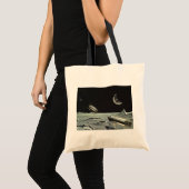 Oude sciencefiction, raketschepen maan planeten tote bag (Voorkant (product))