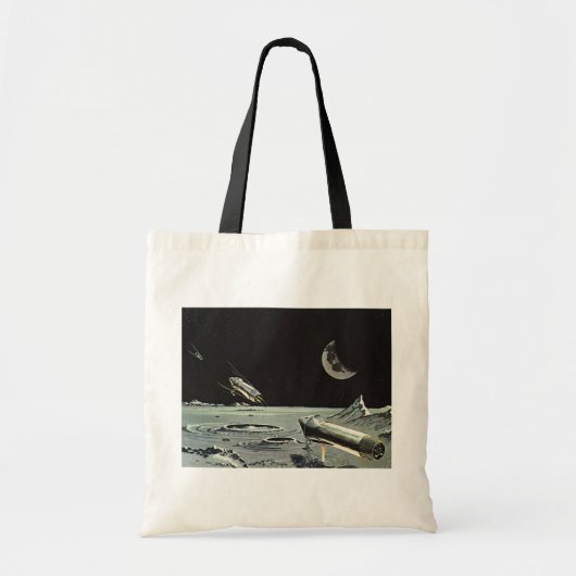 Oude sciencefiction, raketschepen maan planeten tote bag (Voorkant)