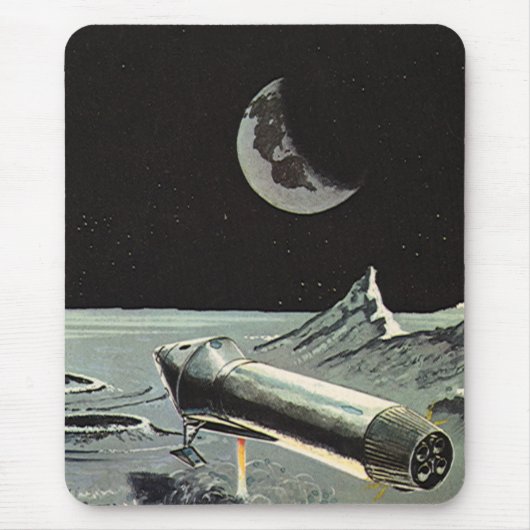 Oude sciencefiction, raketten maan planeten muismat (Voorkant)