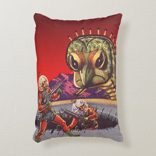 Oude sciencefiction reusachtige duizendpoot insect accent kussen (Voorkant(Verticaal))