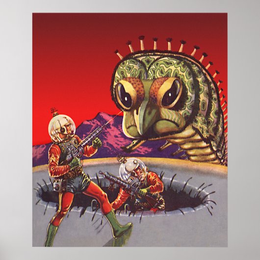 Oude sciencefiction reusachtige duizendpoot insect poster (Voorkant)