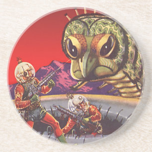 Oude Sciencefiction Reuzen Duizendpoot Insecten Oo Zandsteen Onderzetter