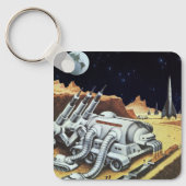 Oude sciencefiction, ruimtestation op de maan sleutelhanger (Voorkant)