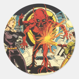 Oude sciencefiction, Sci-Fi buitenaardse aanval Ronde Sticker