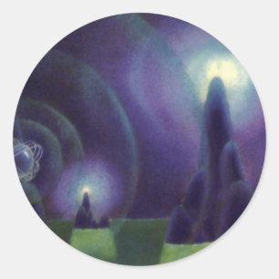 Oude sciencefiction, Sci-Fi buitenruimte planeet Ronde Sticker