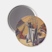Oude sciencefiction, Sci Fi, raket bouwen Magneet (Voorkant / Achterkant)