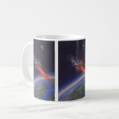 Oude sciencefiction, Sci Fi-raket boven de aarde Koffiemok (Voorkant links)