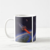 Oude sciencefiction, Sci Fi-raket boven de aarde Koffiemok (Links)
