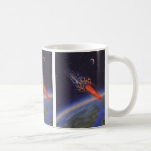 Oude sciencefiction, Sci Fi-raket boven de aarde Koffiemok