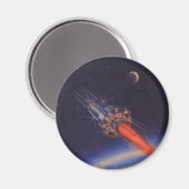 Oude sciencefiction, Sci Fi-raket boven de aarde Magneet (Voorkant / Achterkant)