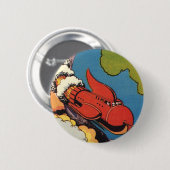 Oude sciencefiction, Sci Fi-raket boven de aarde Ronde Button 5,7 Cm (Voorkant /achterkant)