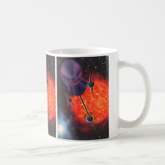 Oude Sciencefiction, Sci Fi-raket, Rode Planeet Koffiemok (Rechts)