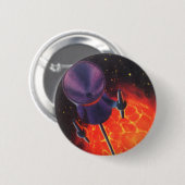 Oude sciencefiction, Sci Fi-raket, Rode Planeet Ronde Button 5,7 Cm (Voorkant /achterkant)