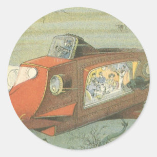Oude sciencefiction-Steam-punk-onderzeeër in zee Ronde Sticker