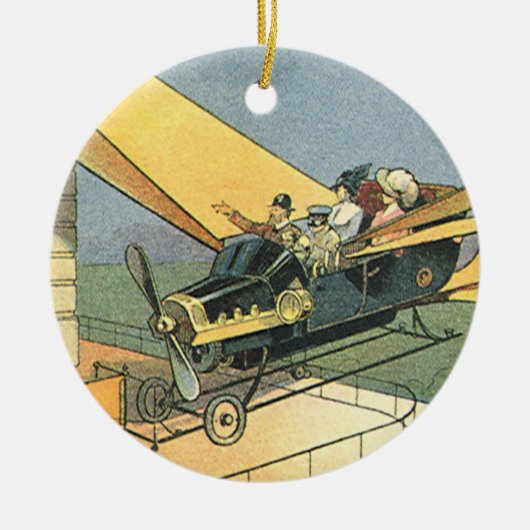 Oude sciencefiction-stoom-punk-cabriolet keramisch ornament (Voorkant)