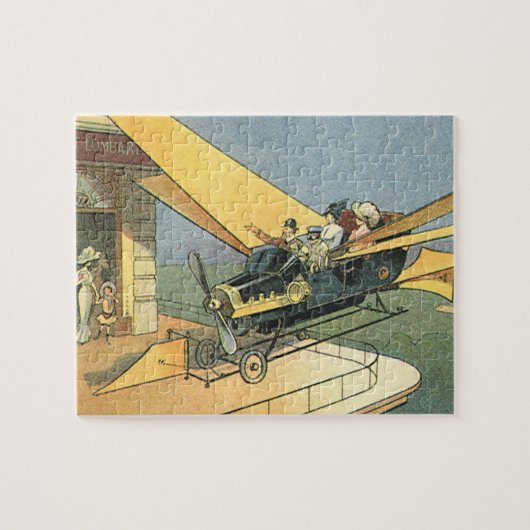 Oude sciencefiction-stoom-punk-omgebouwde auto legpuzzel (Horizontaal)