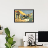 Oude sciencefiction stoomtijdperk cabriolet poster (Thuiskantoor)